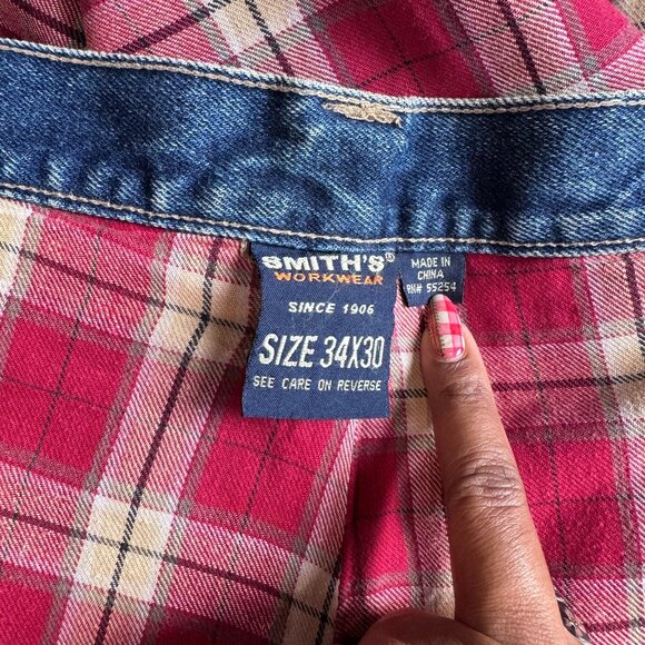 Smith's Workwear Plaid Lined Carpenter Men's Jeans (Size 34 x 30) - Picture 5 of 16